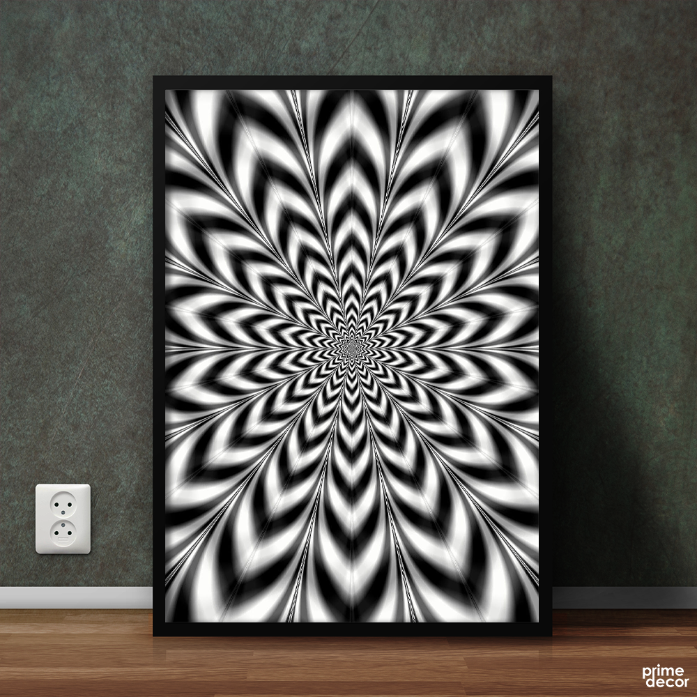 Op Art Distorted Black and White Lines | Abstract Poster Wall Art On Sale - Prime Décor