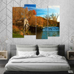 Waterfall in Autumn (4 Panel) | Nature Wall Art - Prime Décor