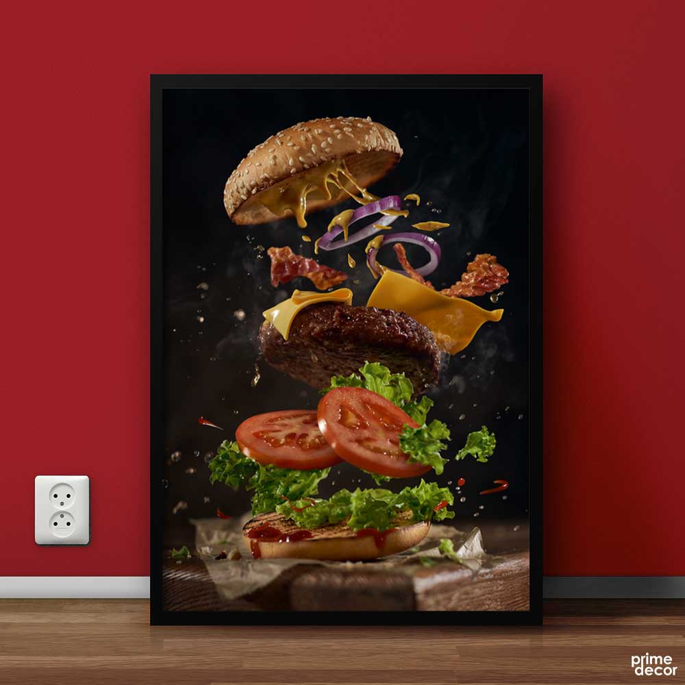 Jumping Burger | Fast Food Wall Art On Sale - Prime Décor