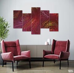 Marble Liquid Effect on Dark Background (5 Panels) | Marble Artwork - Prime Décor