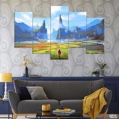 Natural Environment Digital Painting (5 Panel) | Landscape Wall Art - Prime Décor
