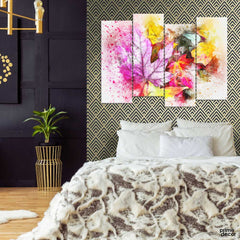 Leaves Nature Painting (4 Panel) Nature Beauty Wall Art - Prime Décor