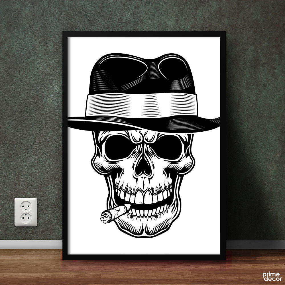 Skull Sketch with Hat | Poster Wall Art - Prime Décor