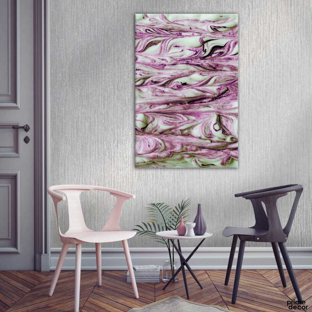 Closeup Violet Green Watercolor (Single Panel) Abstract Art - Prime Décor