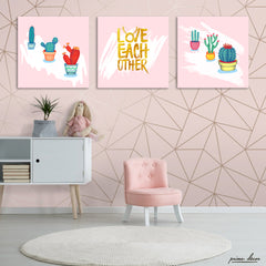 Scandinavian Minimalist Cactus (3 Panel) Nordic Wall Art - Prime Décor