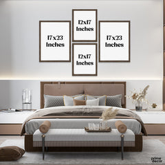 Geometric Brown & Black Moon Shape Artwork (4 Panel) Digital Wall Art