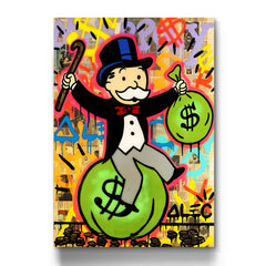 Monopoly Man Sitting on Money Bag