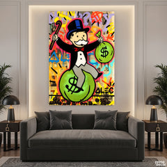 Monopoly Man Sitting on Money Bag