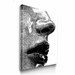 Monochrome Halftone Striped Face