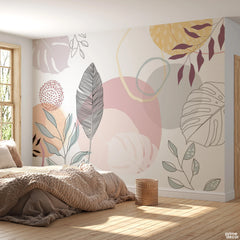 Ethereal Leaf Abstract Pastel Botanicals | Floral Wallpaper Mural