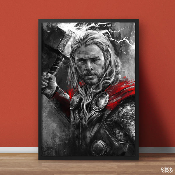 Thor With Mjolnir In Action | Movie Poster Wall Art