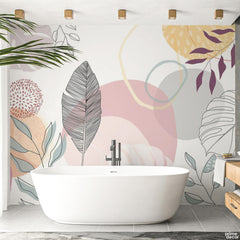 Ethereal Leaf Abstract Pastel Botanicals | Floral Wallpaper Mural