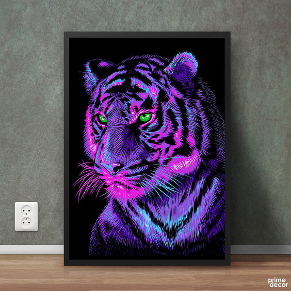Tiger With Neon Color Shaded | Animal Poster Wall Art