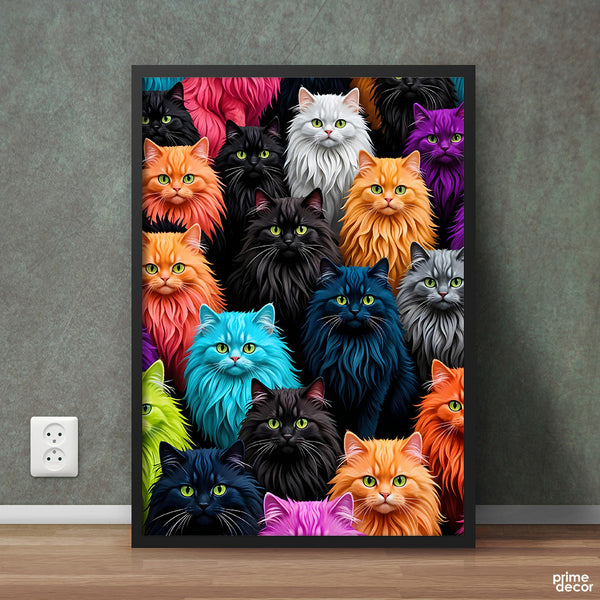 Colorful Cats With Beautiful Eyes | Animal Poster Wall Art