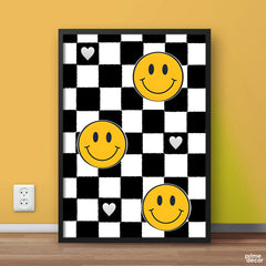 Smiley Emojis With Black & White Background | Fashion Poster Wall Art