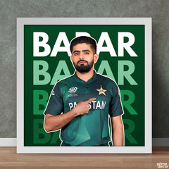 Babar Azam Pakistan Cricket Team with Typography Background | Sports Poster Wall Art