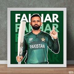 Fakhar Zaman Pakistan Cricket Team with Typography Background | Sports Poster Wall Art