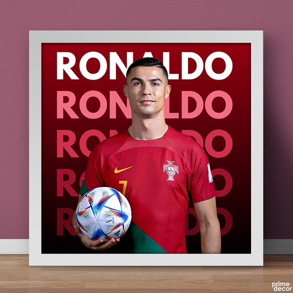 Cristiano Ronaldo with Typography Background | Sports Poster Wall Art