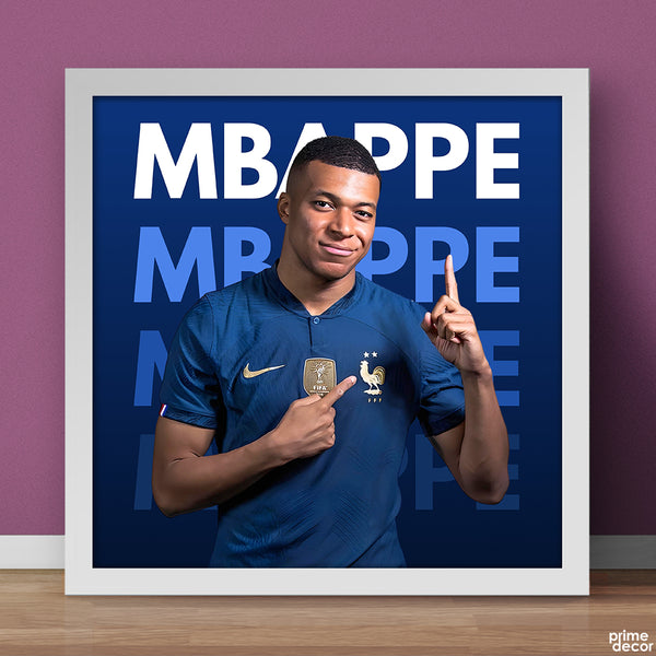 Kylian Mbappe with Typography Background | Sports Poster Wall Art