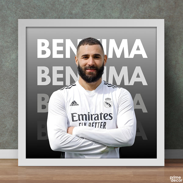 Karim Benzema with Typography Background | Sports Poster Wall Art