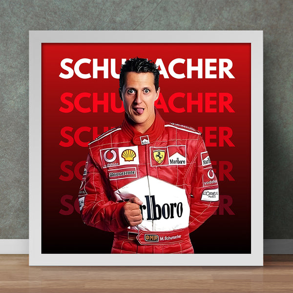 Michael Schumacher F1 Formula Racing with Typography Background | Sports Poster Wall Art