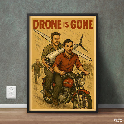 Drone Is Gone Comical Poster | Pak-Ind War 2025 | Army Poster Wall Art