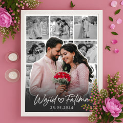 B&W Collage with Name & Date (Single Panel) | Customised Wall Art
