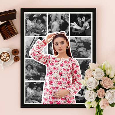 Outlined Picture with B&W Collage (Single Panel) | Customised Wall Art