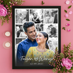 B&W Collage with Name & Date (Single Panel) | Customised Wall Art