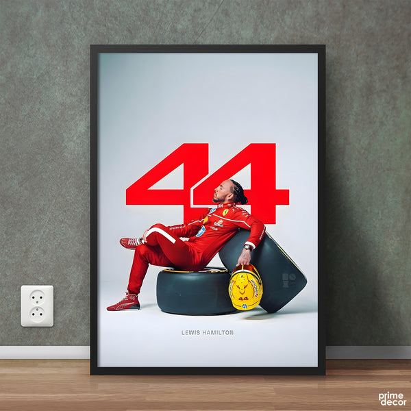 Lewis Hamilton Sitting on F1 Tyres | Sports Poster Wall Art