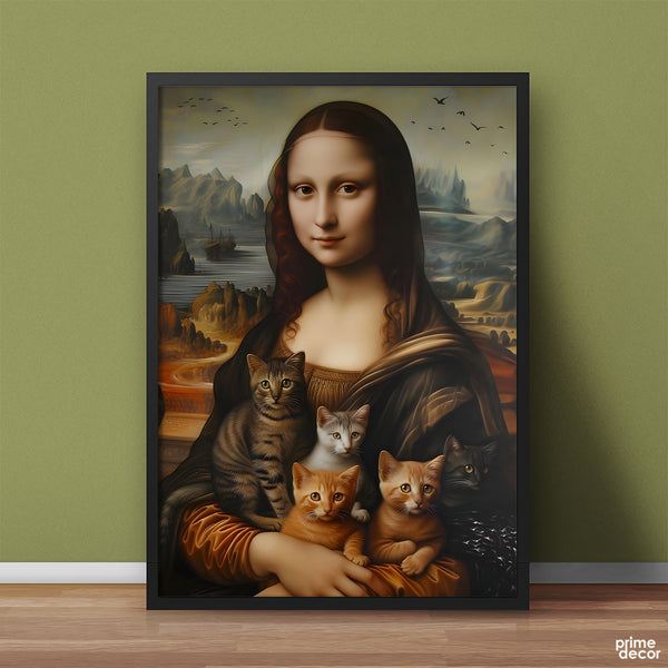 Mona Lisa Holding Kittens | Funny Poster Wall Art