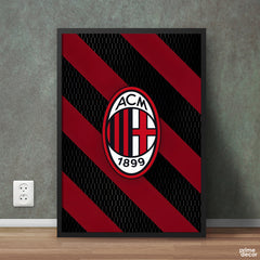 AC Milan Rossoneri Crest With Stripes Background | Poster Wall Art