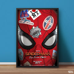 Spiderman Far From Home Closeup With Stickers | Poster Wall Art