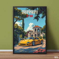 Vintage Ferrari F40 Giallo | Cars Poster Wall Art