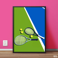 Modern Tennis Court Illustration | Minimalist Sports Poster Wall Art