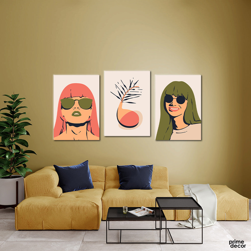 Trendy Fashion Portrait Cover Collection (3 Panel) Fashion Wall Art - Prime Décor