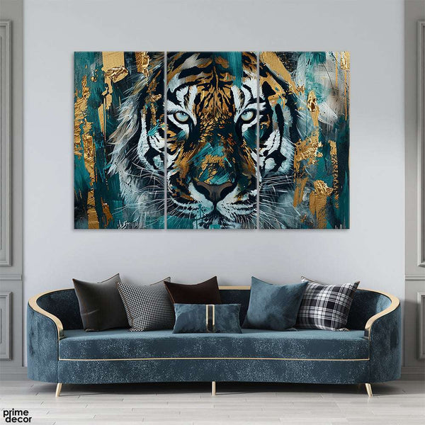 Bengal Tiger Dangerous Look (3 Panel) Animal Wall Art