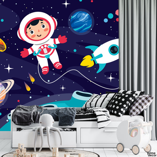 Little Astronaut Cosmic Adventure | Kids Wallpaper Mural