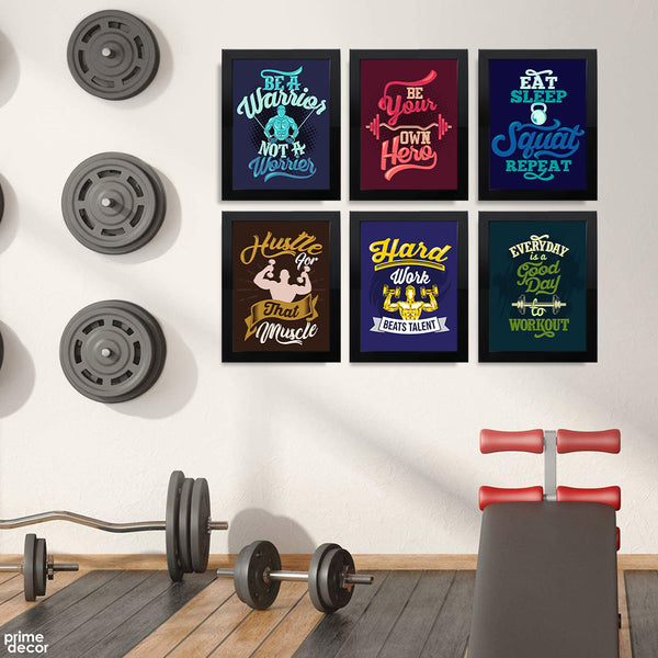 Be A Warrior Motivational Gym Artwork (6 Panel) Gym Wall Art