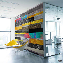 Abstract Black & Gold Horizontal Stripes | Abstract Wallpaper Mural - Prime Décor
