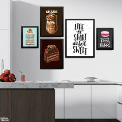 Life Is Short Make It Sweet Motivation Typography (5 Panel) Food Wall Art