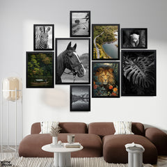 Black & White Animal & Forest Art Collection (9 Panel) Animal Wall Art