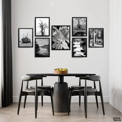 Aesthetic Black & White Wall Art Collection (7 Panel) Vintage Wall Art