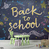 Back To School Typography With Black Background | Education Wallpaper Mural