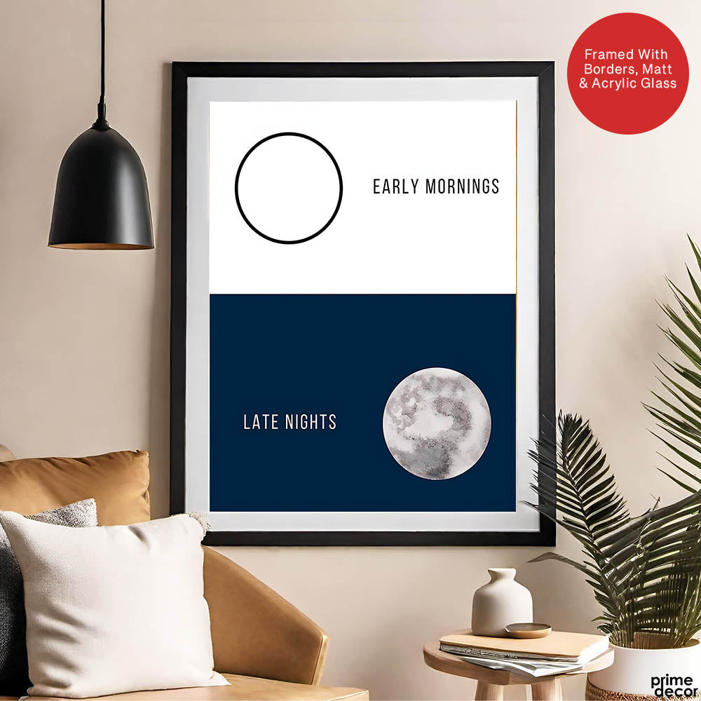 Blue & White Early Mornings Late Nights | Abstract Office Artwork #001 - Prime Décor