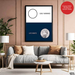 Blue & White Early Mornings Late Nights | Abstract Office Artwork #001 - Prime Décor