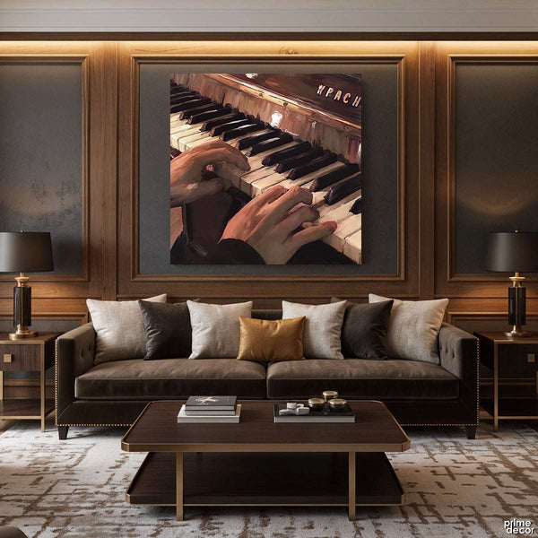 Playing the Keys Digital Painting (Single Panel) Square Wall Art