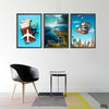 Plane Over The Sea World Tour (3 Panel) Travel Wall Art