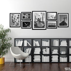 Aesthetic Black & White Sufism Art Collection (7 Panel) Classic Wall Art