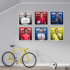 Famous Football Players with Typography Background (6 Panel) Sports Wall Art